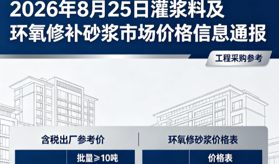 茶山镇2026年8月25日灌浆料及环氧修补砂浆市场价格信息通报
